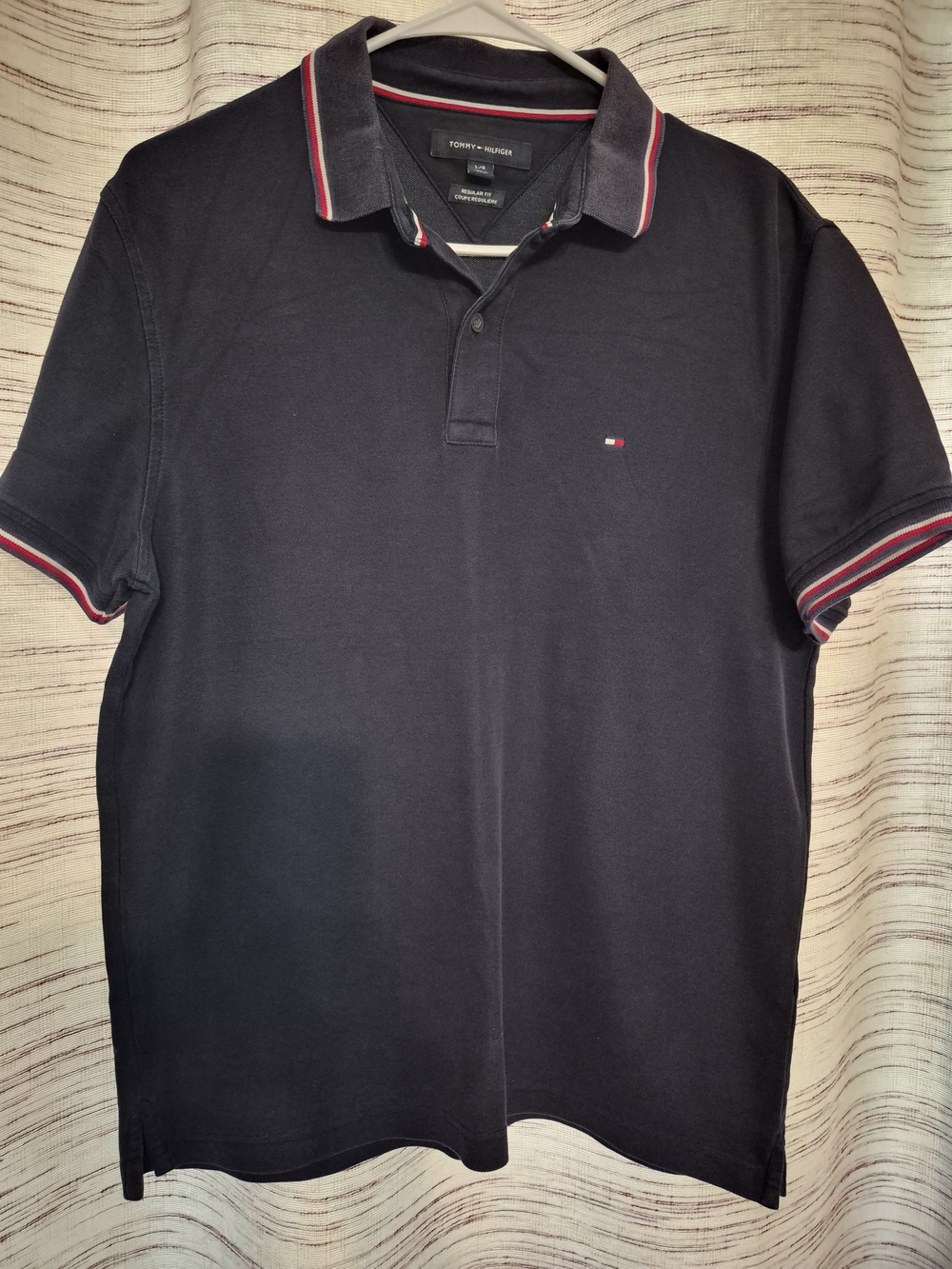 Tommy Hilfiger Black Polo with Red and White Trim